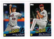 Jacob deGrom - Max Scherzer - Jake Bauers - League Leaders (MLB Baseball Card) 2019 Topps Stickers 129 Mint