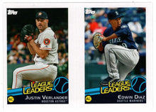 Load image into Gallery viewer, Justin Verlander - Edwin Diaz - Michael Wacha - League Leaders (MLB Baseball Card) 2019 Topps Stickers 132 Mint

