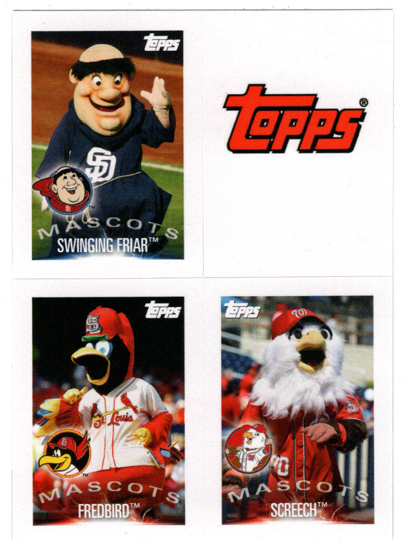 Jason Heyward - Mascots: Swinging Friar - Fredbird - Screech (MLB Baseball Card) 2019 Topps Stickers # 210 Mint