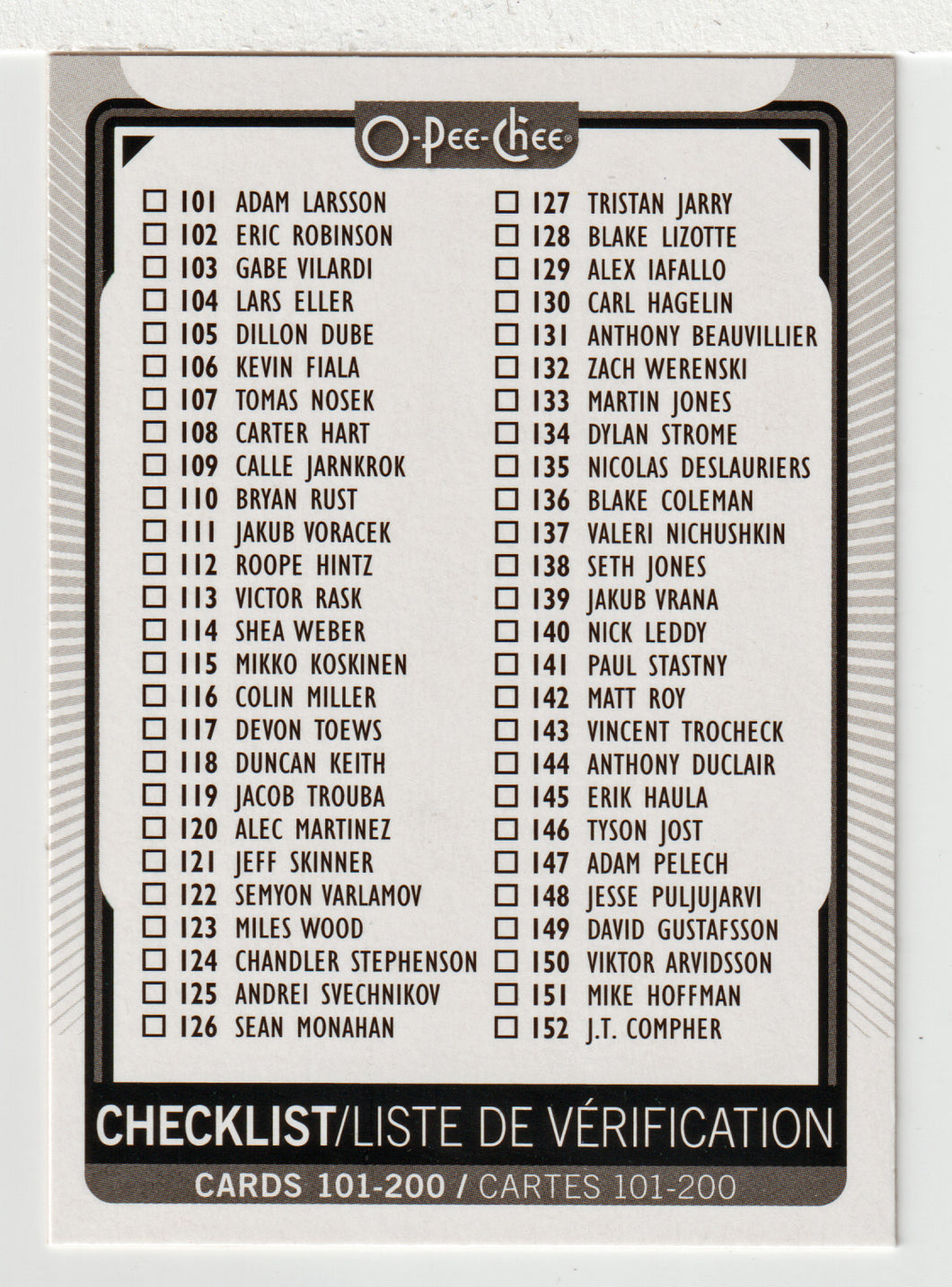 Checklist # 2 (NHL Hockey Card) 2021-22 O-Pee-Chee # 200 Mint