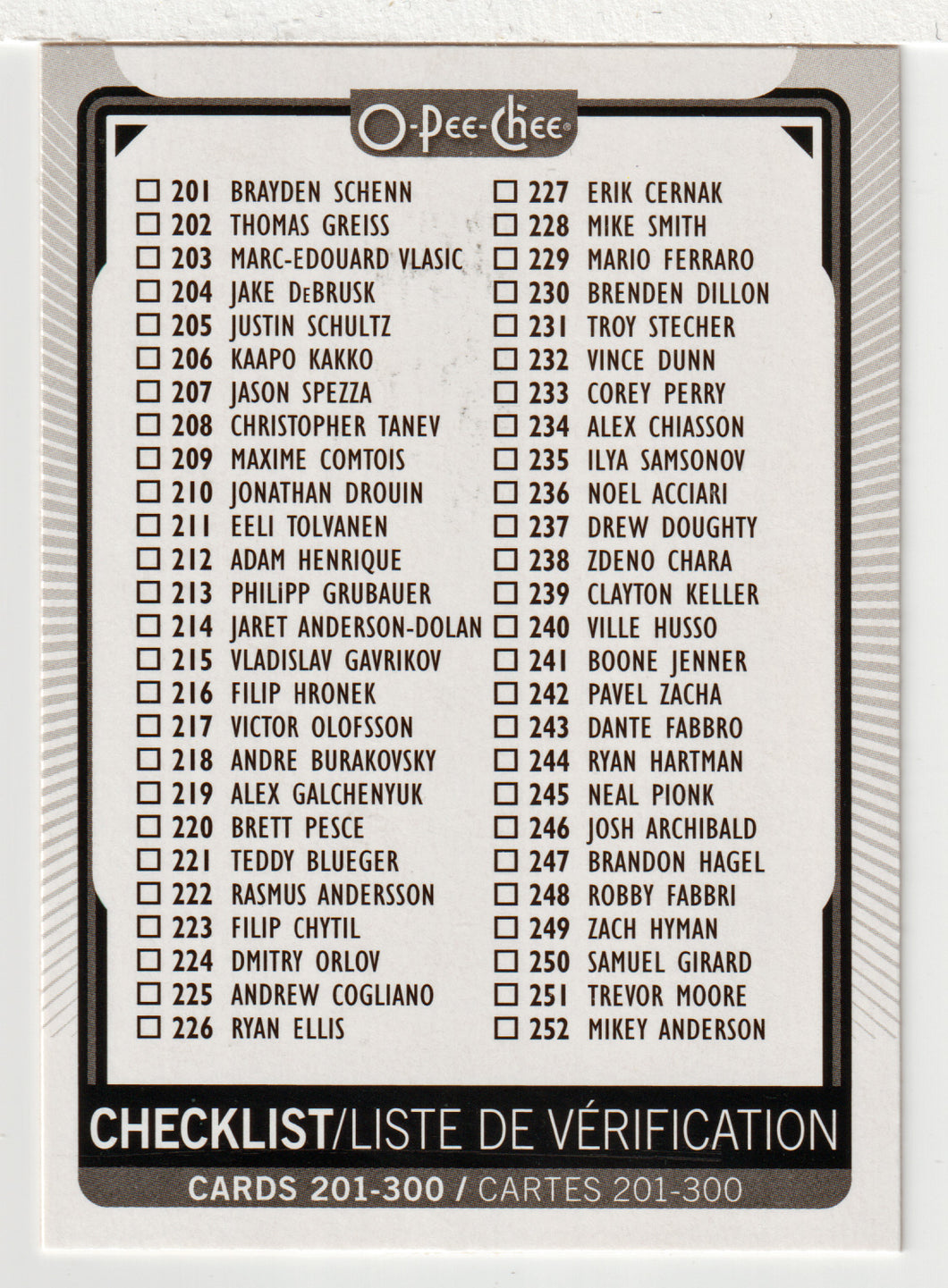 Checklist # 3 (NHL Hockey Card) 2021-22 O-Pee-Chee # 300 Mint
