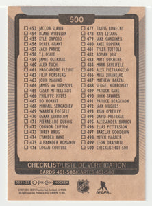 Checklist # 5 (NHL Hockey Card) 2021-22 O-Pee-Chee # 500 Mint