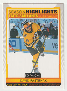 David Pastrnak - Boston Bruins - Season Highlights (NHL Hockey Card) 2021-22 O-Pee-Chee # 595 Mint