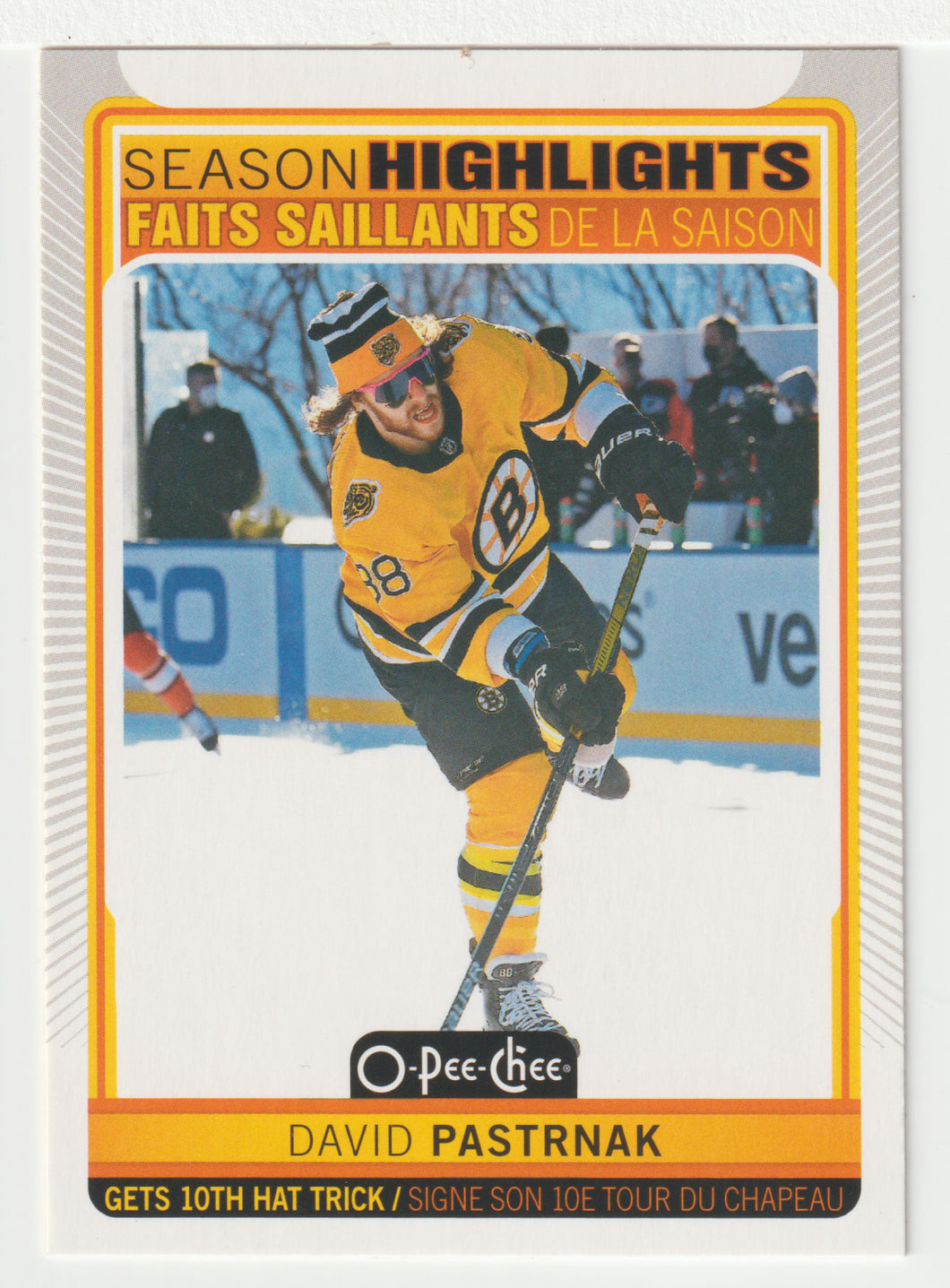 David Pastrnak - Boston Bruins - Season Highlights (NHL Hockey Card) 2021-22 O-Pee-Chee # 595 Mint