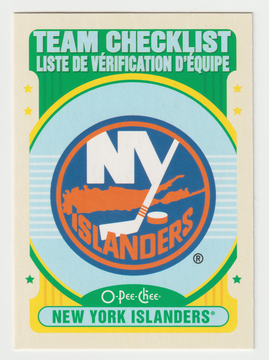 New York Islanders - Checklist & Logo - Retro (NHL Hockey Card) 2021-22 O-Pee-Chee # 569 Mint