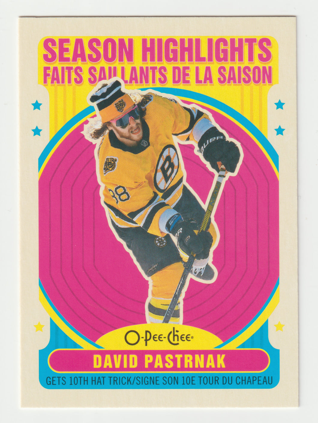 David Pastrnak - Boston Bruins - Season Highlight - Retro (NHL Hockey Card) 2021-22 O-Pee-Chee # 595 Mint