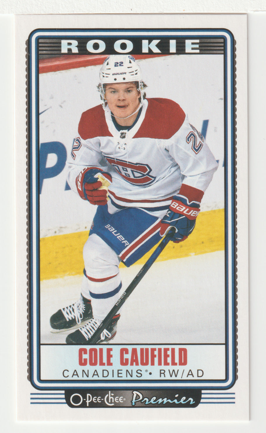 Cole Caufield SP - Montreal Canadiens - Premier Tallboys (NHL Hockey Card) 2021-22 O-Pee-Chee # P-37 Mint
