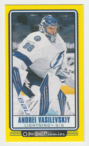 Andrei Vasilevskiy - Tampa Bay Lightning - Yellow - Premier Tallboys (NHL Hockey Card) 2021-22 O-Pee-Chee # P-14 Mint