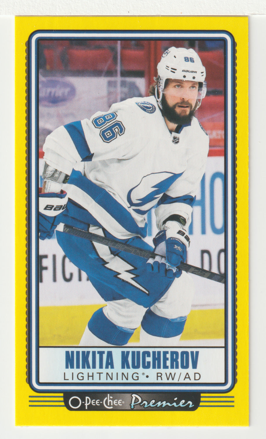 Nikita Kucherov - Tampa Bay Lightning - Yellow - Premier Tallboys (NHL Hockey Card) 2021-22 O-Pee-Chee # P-19 Mint