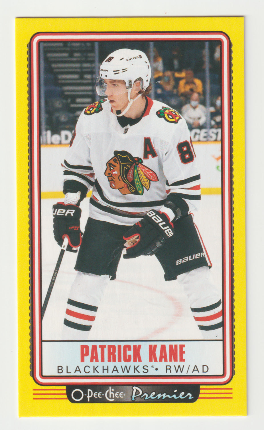 Patrick Kane - Chicago Blackhawks - Yellow - Premier Tallboys (NHL Hockey Card) 2021-22 O-Pee-Chee # P-33 Mint