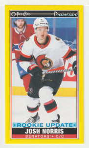 Josh Norris - Ottawa Senators - Yellow Premier Tallboys (NHL Hockey Card) 2021-22 O-Pee-Chee # P-45 Mint