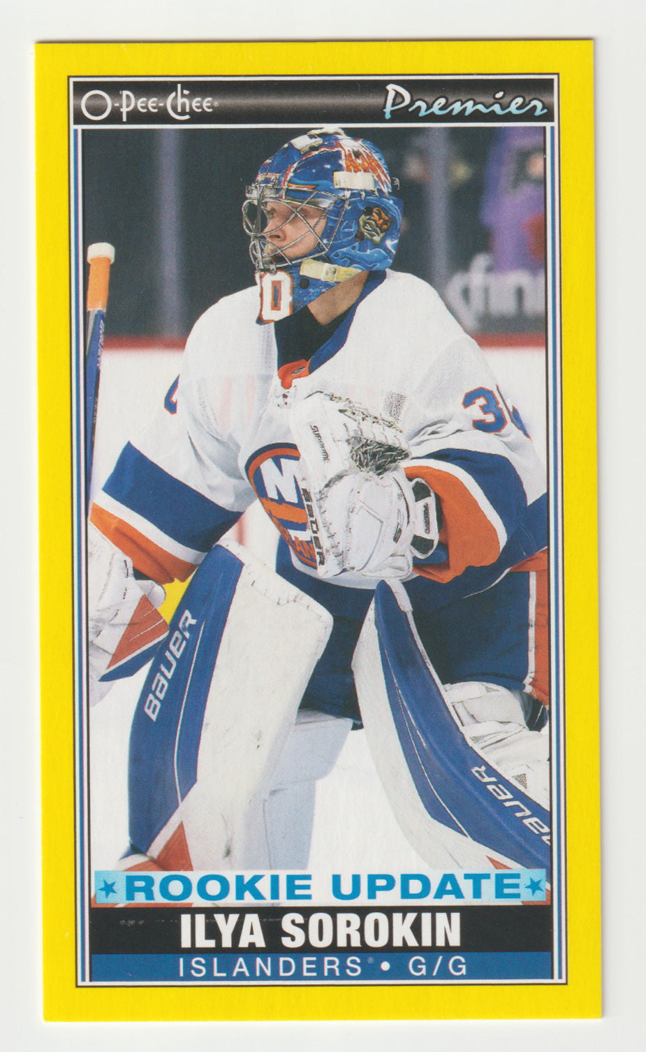 Ilya Sorokin - New York Islanders - Yellow Premier Tallboys (NHL Hockey Card) 2021-22 O-Pee-Chee # P-47 Mint