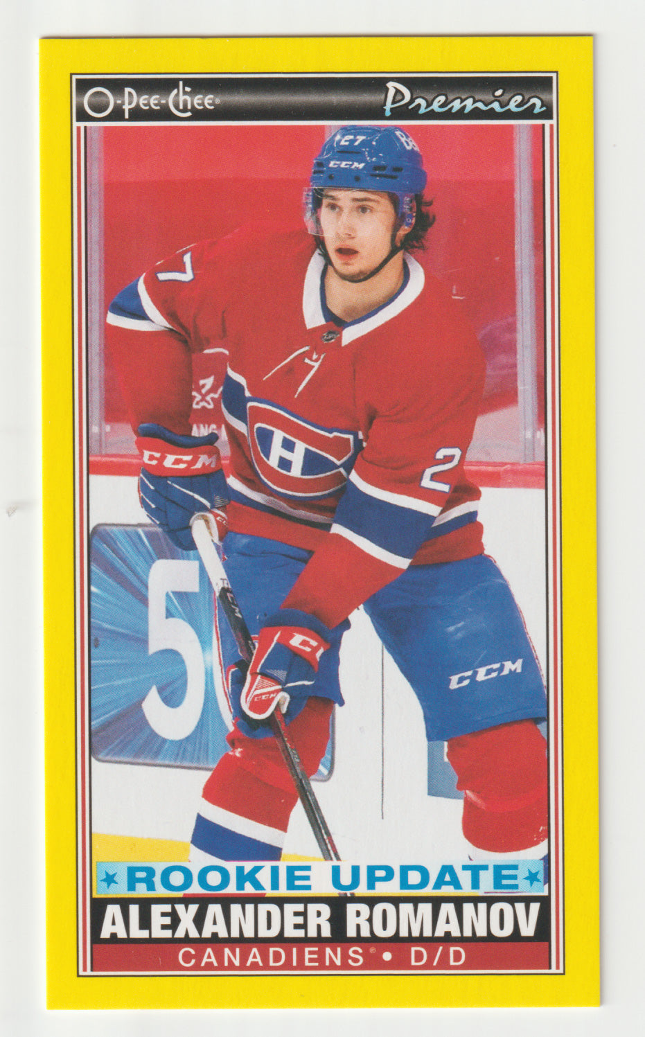 Alexander Romanov - Montreal Canadiens - Yellow Premier Tallboys (NHL Hockey Card) 2021-22 O-Pee-Chee # P-51 Mint
