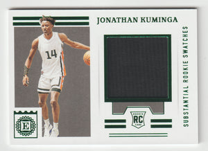 Jonathan Kuminga - NBA G League Ignite - Encased Substantial Rookie Swatches - Green (NBA - NCAA Basketball Card) 2021-22 Panini Chronicles Draft Picks # ESS-JK25 Mint