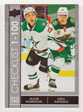 Load image into Gallery viewer, Jason Robertson - Kirill Kaprizov - Checklist # 1 (NHL Hockey Card) 2021-22 Upper Deck # 199 Mint
