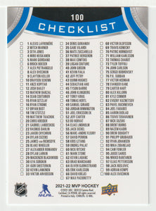 Alex Ovechkin - Washington Capitals - Checklist # 1 (NHL Hockey Card) 2021-22 Upper Deck MVP Factory Set # 100 Mint