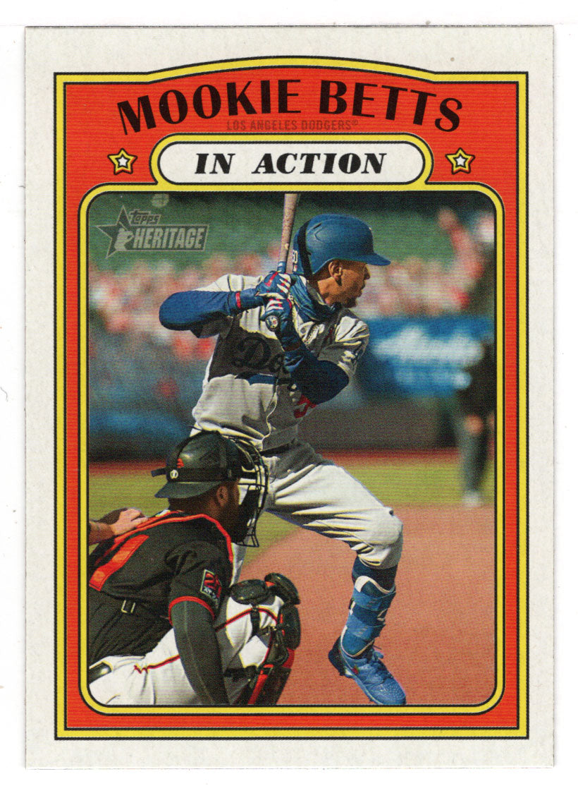 Mookie Betts - Los Angeles Dodgers - In Action (MLB Baseball Card) 2021 Topps Heritage # 168 Mint