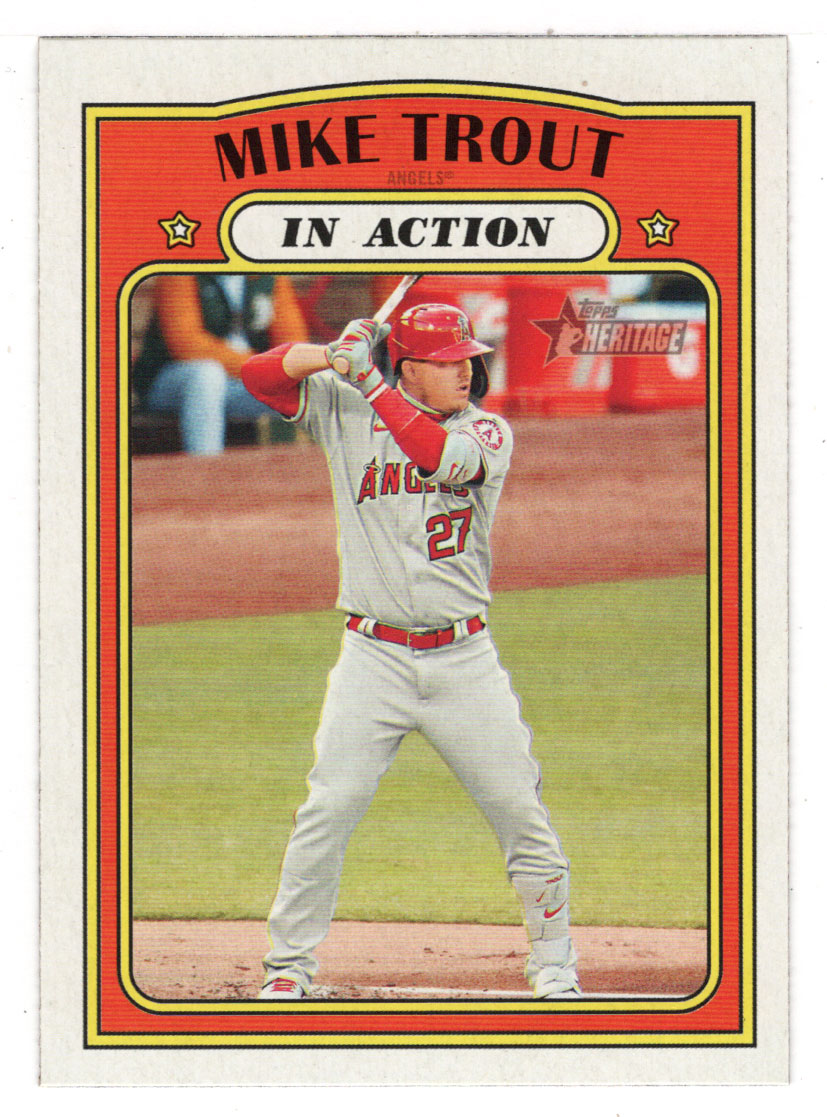 Mike Trout - Los Angeles Angels - In Action (MLB Baseball Card) 2021 Topps Heritage # 170 Mint