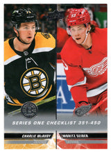 Load image into Gallery viewer, Checklist # 4 - Charlie McAvoy - Moritz Seider (NHL Hockey Card) 2022-23 Upper Deck # 450 Mint
