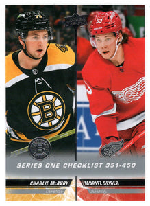 Checklist # 4 - Charlie McAvoy - Moritz Seider (NHL Hockey Card) 2022-23 Upper Deck # 450 Mint
