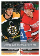 Checklist # 4 - Charlie McAvoy - Moritz Seider (NHL Hockey Card) 2022-23 Upper Deck # 450 Mint