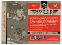 Load image into Gallery viewer, Lukas Reichel - Chicago Blackhawks - Rookie Materials - Jersey (NHL Hockey Card) 2022-23 Upper Deck # RT-LR Mint
