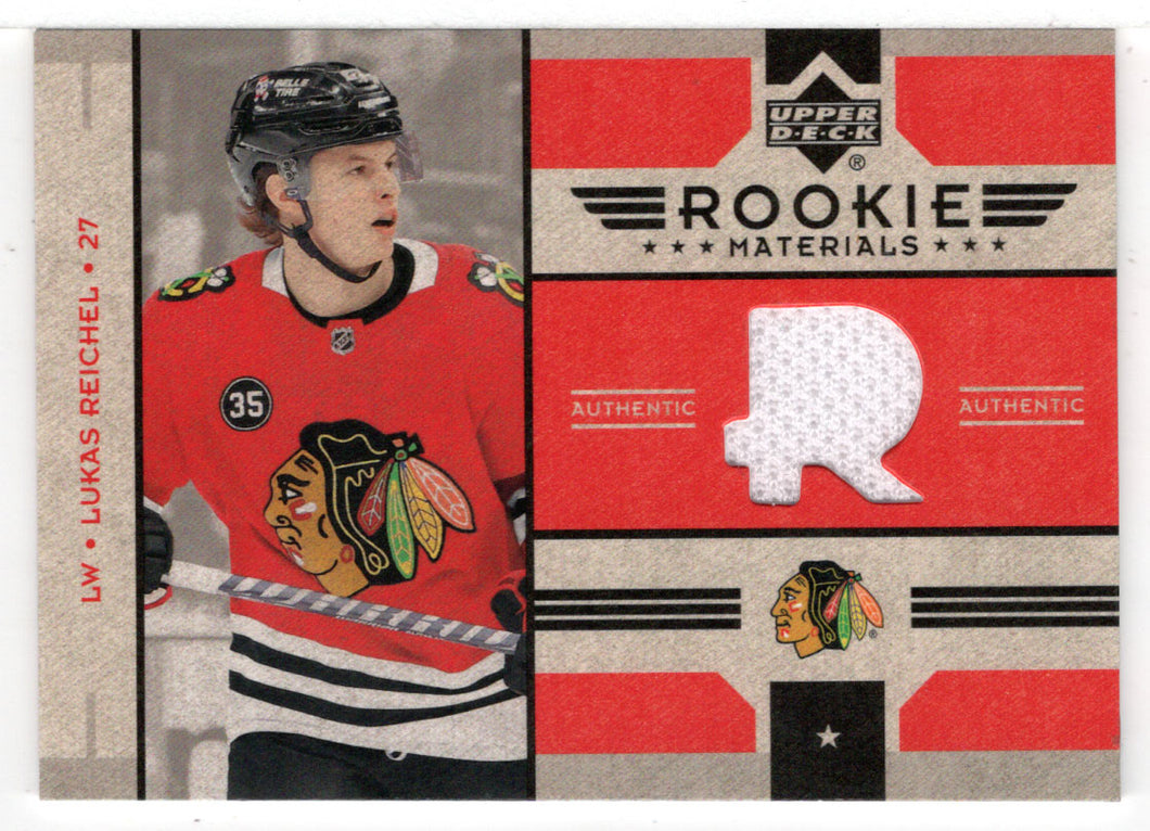 Lukas Reichel - Chicago Blackhawks - Rookie Materials - Jersey (NHL Hockey Card) 2022-23 Upper Deck # RT-LR Mint