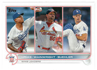 Julio Urias - Adam Wainwright - Walker Buehler - League Leaders (MLB Baseball Card) 2022 Topps # 105 Mint