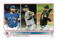 Robbie Ray - Gerrit Cole - Dylan Cease - League Leaders (MLB Baseball Card) 2022 Topps # 138 Mint