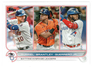 Yuli Gurriel - Michael Brantley - Vladimir Guerrero Jr. - League Leaders (MLB Baseball Card) 2022 Topps # 165 Mint