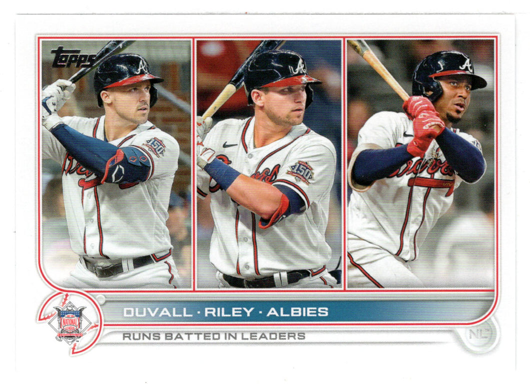 Adam Duvall - Austin Riley - Ozzie Albies - Atlanta Braves - League Leaders (MLB Baseball Card) 2022 Topps # 181 Mint