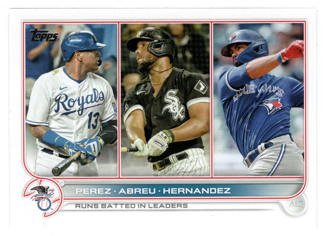 Salvador Perez - Jose Abreu - Teoscar Hernandez - League Leaders (MLB Baseball Card) 2022 Topps # 202 Mint