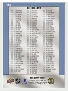 Linus Ullmark - Boston Bruins - Checklist # 1 - # 100 (NHL Hockey Card) 2024-25 Upper Deck MVP # 100 Mint