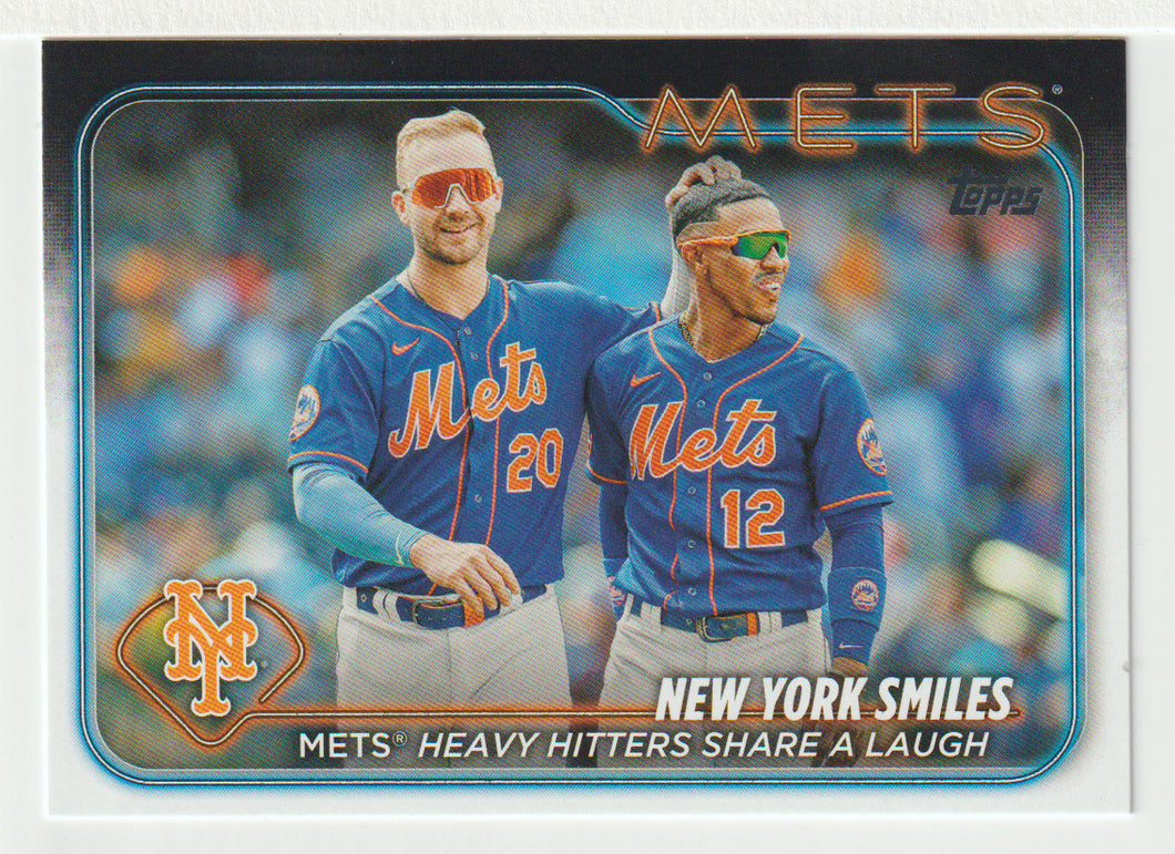Pete Alonso - Francisco Lindor - New York Mets - Smiles (MLB Baseball Card) 2024 Topps # 38 Mint