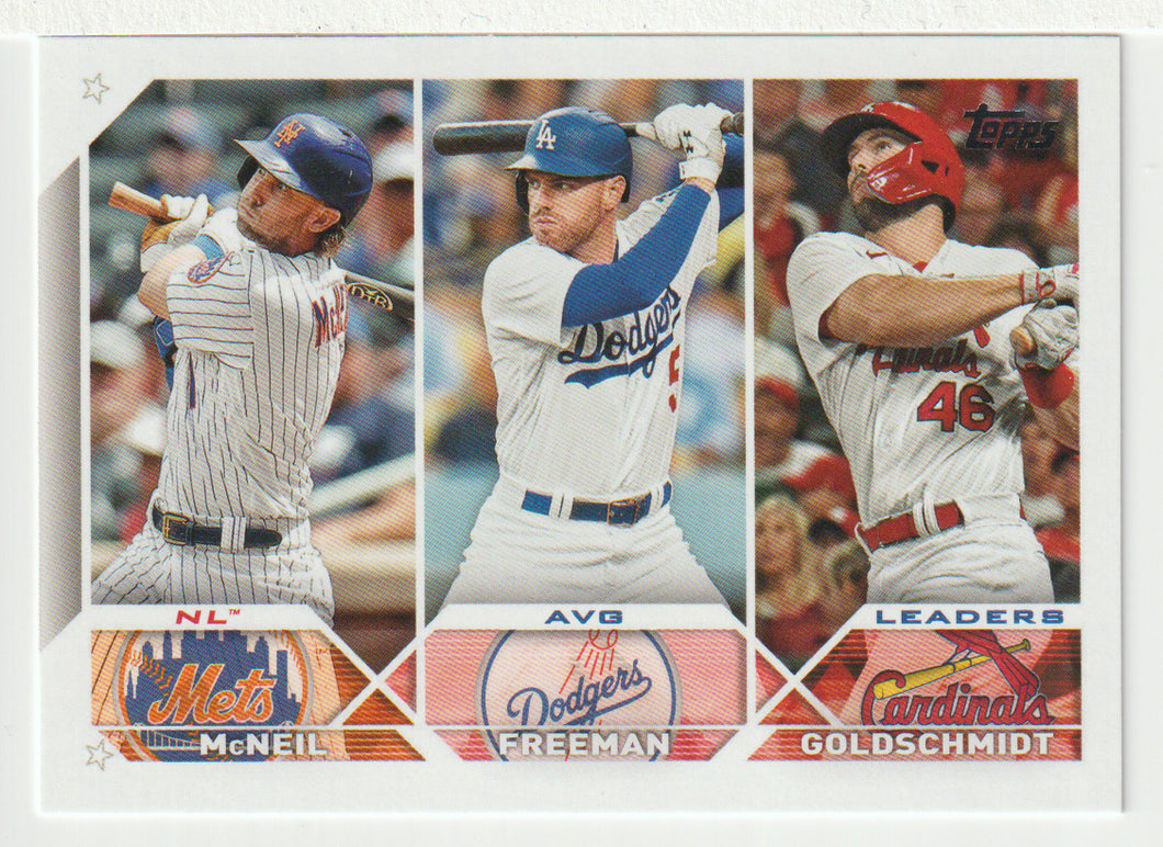 Paul Goldschmidt - Freddie Freeman - Jeff McNeil - League Leaders (MLB Baseball Card) 2023 Topps # 43 Mint