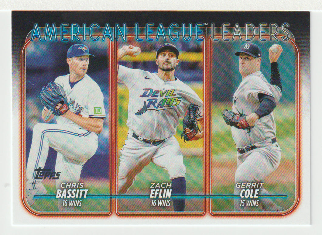 Chris Bassitt - Zach Eflin - Gerrit Cole - League Leaders (MLB Baseball Card) 2024 Topps # 57 Mint