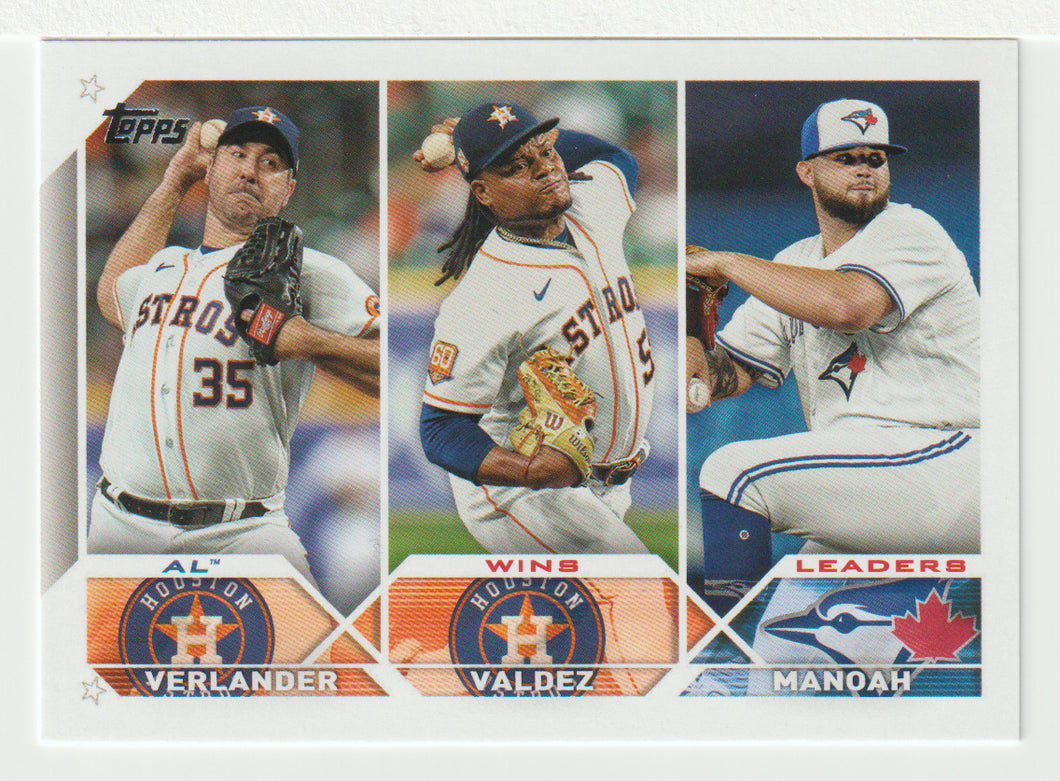 Framber Valdez - Justin Verlander - Alek Manoah - League Leaders (MLB Baseball Card) 2023 Topps # 82 Mint