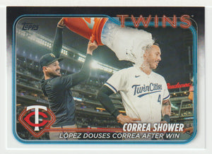 Carlos Correa - Pablo Lopez - Minnesota Twins - Correa Shower (MLB Baseball Card) 2024 Topps # 155 Mint