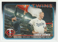 Carlos Correa - Pablo Lopez - Minnesota Twins - Correa Shower (MLB Baseball Card) 2024 Topps # 155 Mint
