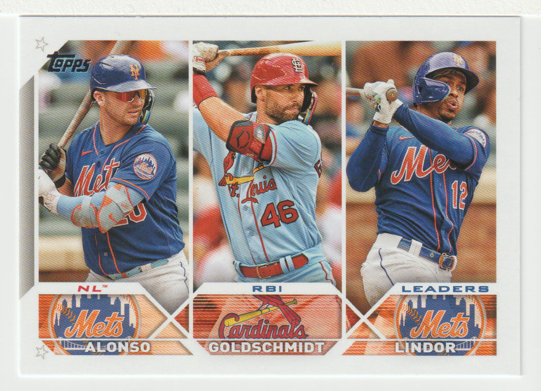 Paul Goldschmidt - Pete Alonso - Francisco Lindor - League Leaders (MLB Baseball Card) 2023 Topps # 240 Mint