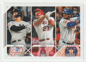 Aaron Judge - Mike Trout - Yordan Alvarez - League Leaders (MLB Baseball Card) 2023 Topps # 246 Mint