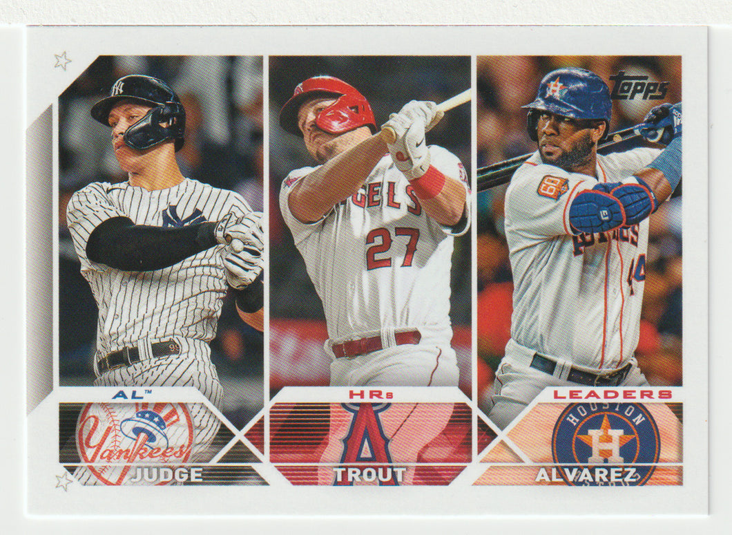 Aaron Judge - Mike Trout - Yordan Alvarez - League Leaders (MLB Baseball Card) 2023 Topps # 246 Mint