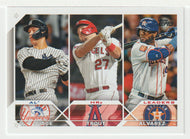 Aaron Judge - Mike Trout - Yordan Alvarez - League Leaders (MLB Baseball Card) 2023 Topps # 246 Mint
