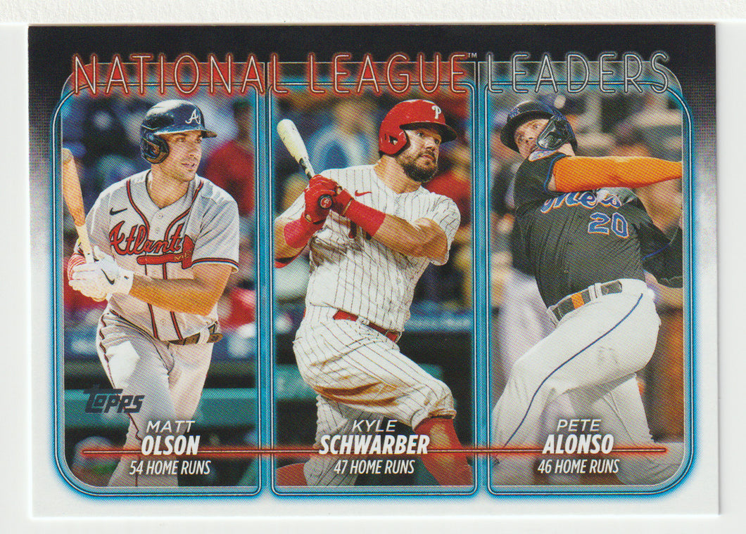 Matt Olson - Pete Alonso - Kyle Schwarber - League Leaders (MLB Baseball Card) 2024 Topps # 260 Mint