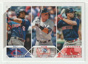 Aaron Judge - Luis Arraez - Xander Bogaerts - League Leaders (MLB Baseball Card) 2023 Topps # 289 Mint