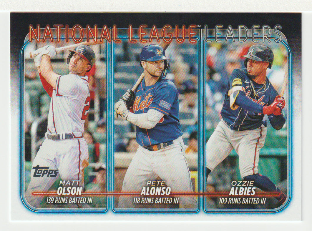 Ozzie Albies - Pete Alonso - Matt Olson - League Leaders (MLB Baseball Card) 2024 Topps # 293 Mint
