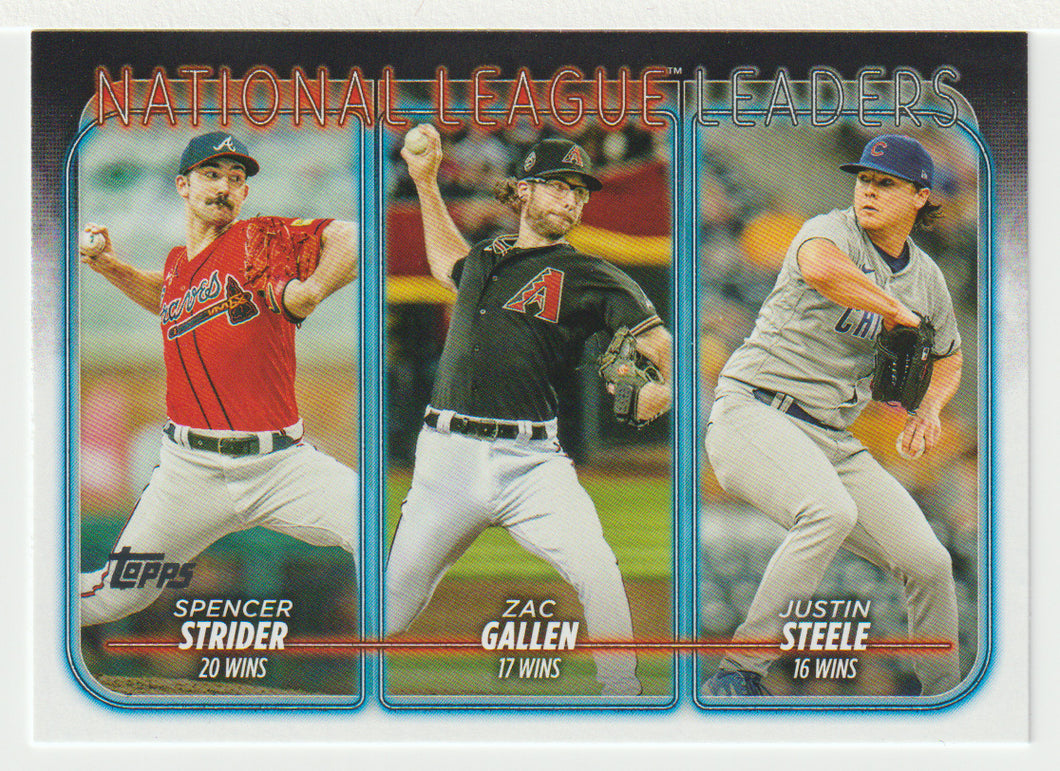 Justin Steele - Zac Gallen - Spencer Strider - League Leaders (MLB Baseball Card) 2024 Topps # 309 Mint