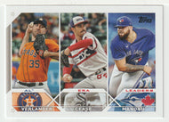 Alek Manoah - Justin Verlander - Dylan Cease - League Leaders (MLB Baseball Card) 2023 Topps # 311 Mint