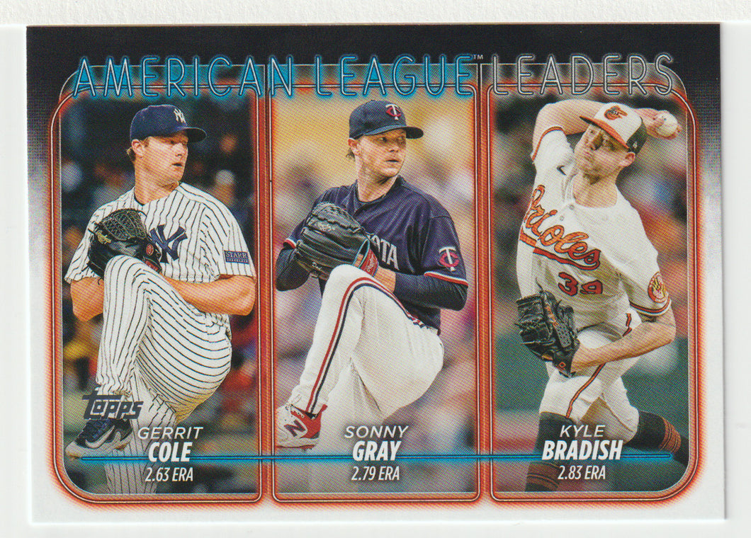 Sonny Gray - Gerrit Cole - Kyle Bradish - League Leaders (MLB Baseball Card) 2024 Topps # 324 Mint