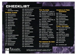 Checklist (Trading Card) Alias Season Three - 2004 Inkworks # 81 - Mint
